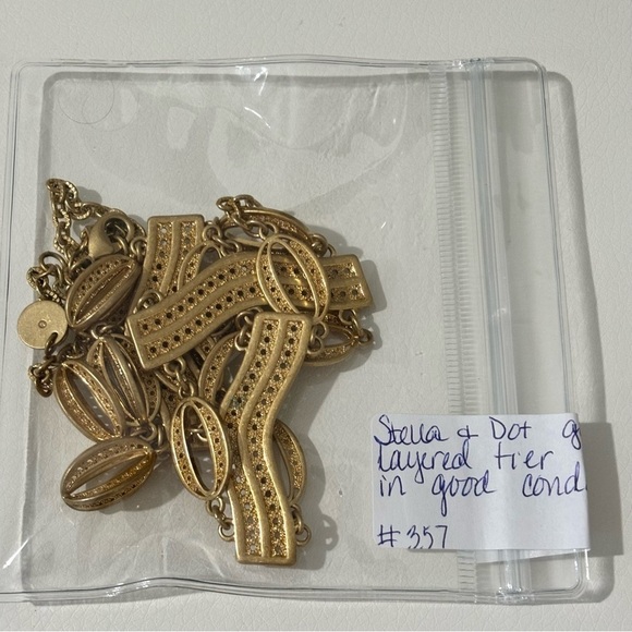 Stella & Dot gold tone long tiered statement necklace - Picture 5 of 5